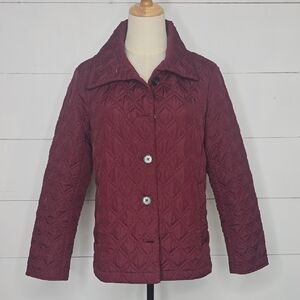 Lands' End Cranberry Quilted Jacket Sz S/P